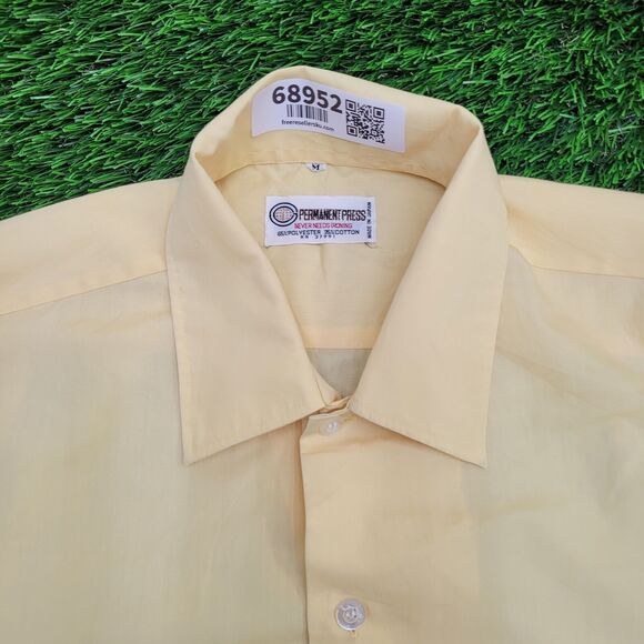 Vintage 90s MOD Button Shirt Medium 22x27 Yellow USA - Picture 3 of 11